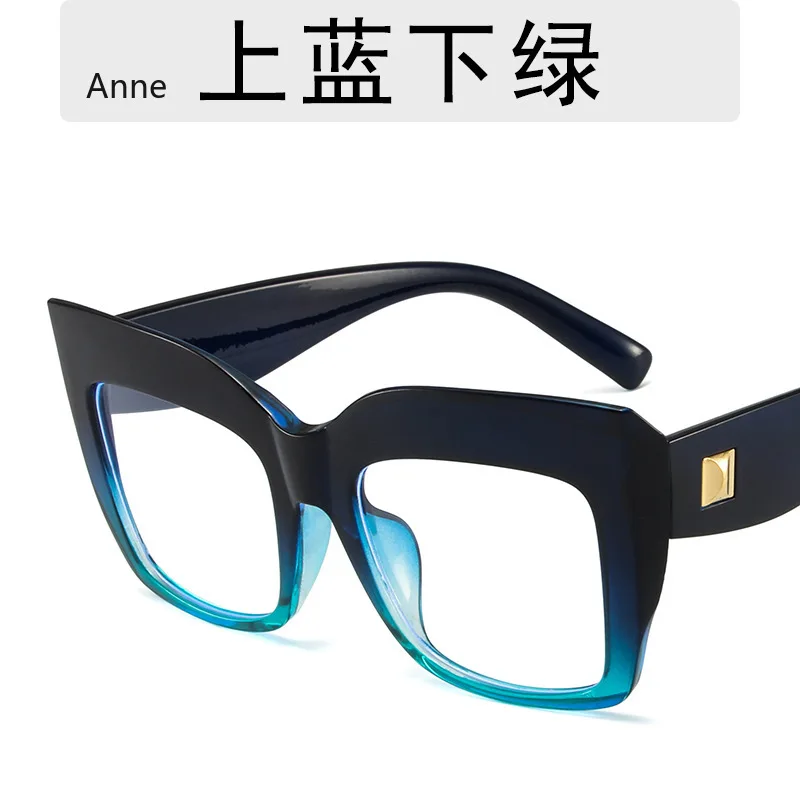 Monturas de gafas cuadradas de gran tamaño para mujer, gafas de azul antiluz azul, lentes ópticos, gafas grandes de de lujo para mujer: Oro
