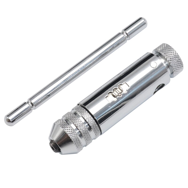 Adjustable T-Handle Ratchet Tap Holder Wrench + 5pcs M3-M8 Machine Screw Thread Metric Plug Tap