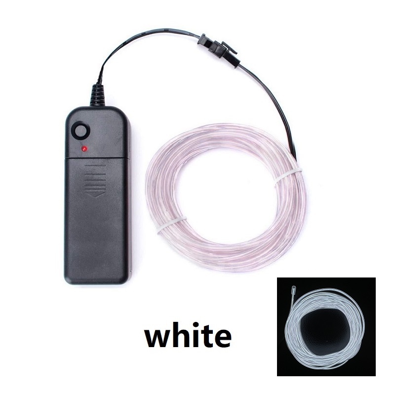 Cable de neón EL brillante de 1m, 3m, 5m, para de baile de Navidad, disfraces DIY, luz iluminada Multicolor, lámpara con batería AA, tira de LED: RGB / 0,5 W