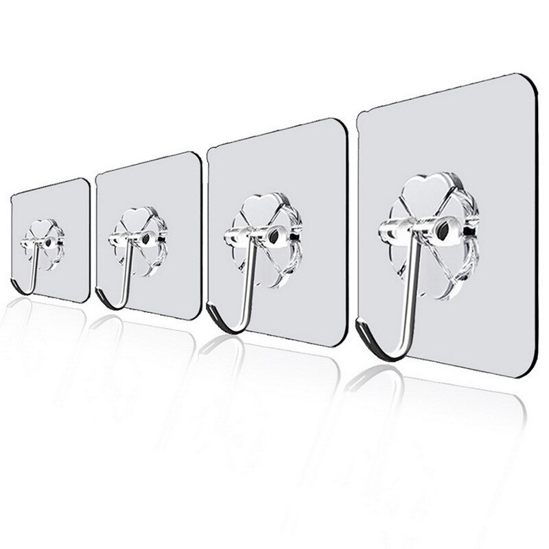 10 Pcs Deur Haak Zelfklevende Muur Haken Transparante Anti-Slip Traceless Zware Stok Op Haak Badkamer Keuken Muur stickers
