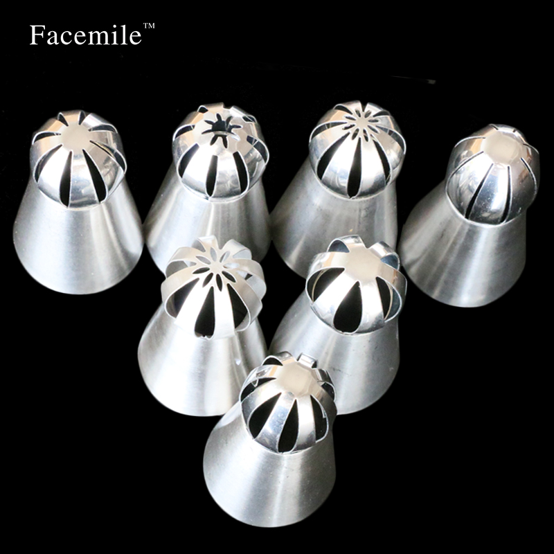 Facemile 7 stks Grote Size Icing Nozzle Decorating Tip Sugarcraft Cake Decorating Gereedschap Bakken Tools Bakvormen set 53040