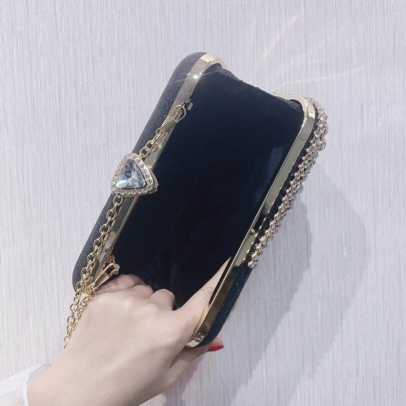 Kvinder clutch aftentaske beaded krystal dame bryllup pung rhinestones håndtasker sølv sort aften clutch tasker til kvinder