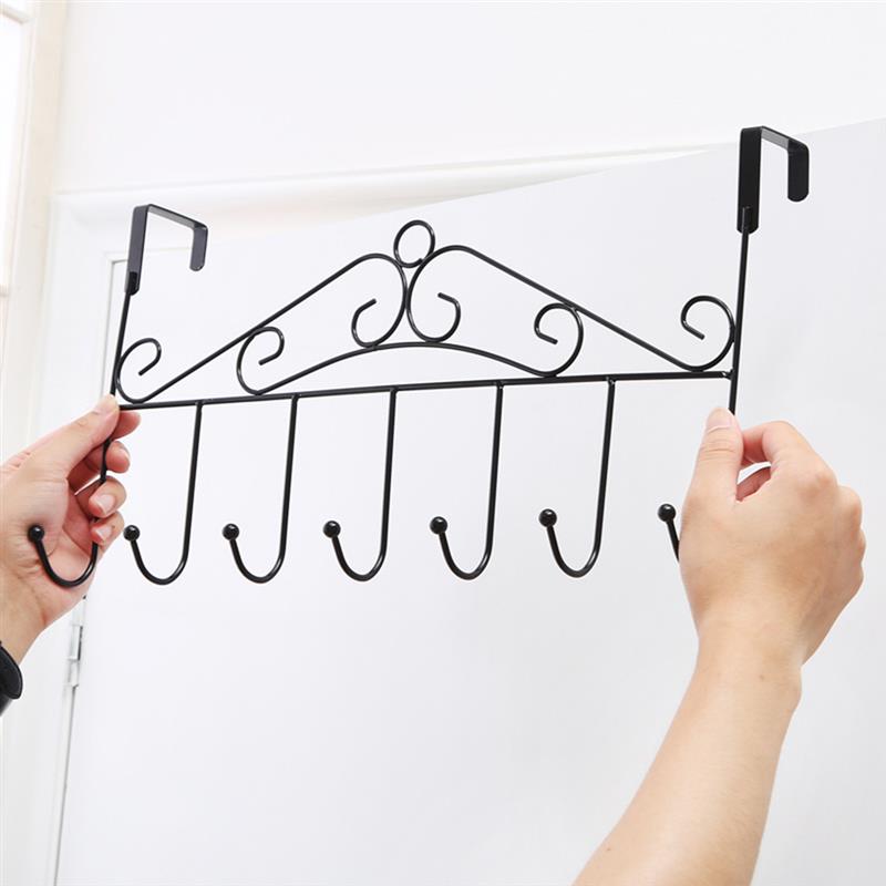Over Deur Metalen Hanger Beugel 7 Haken Handdoek Hoed Kapstokken Opknoping Opbergrek Overdoor Organizer Accessoires