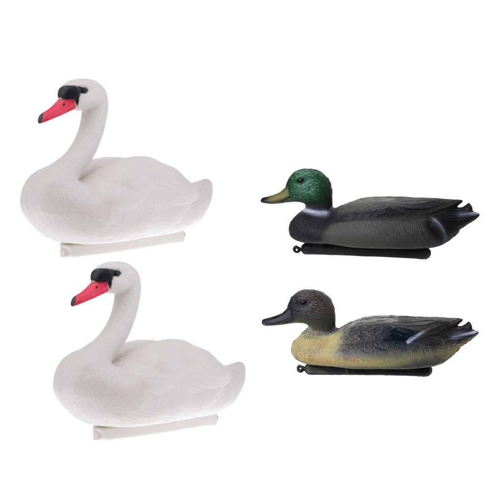 4PCS Simulated 3D Lifelike Duck Decoy + Goose Decoy, Plastic Floating Decoying, Lifelike