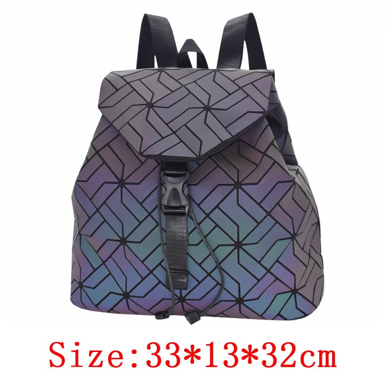 Luminous Backpack School Women Bags Set Holographic Geometric Backpacks Female School Bag For Teenage Girls Student Rucksack: Army Green