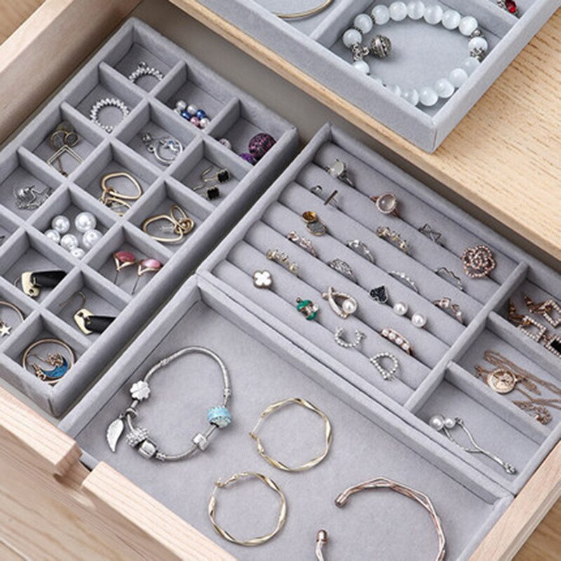 Sammet smycken förvaring juvelhållare ställ armband halsband ring förvaringsbox bricka display vitrinlåda smycken arrangör