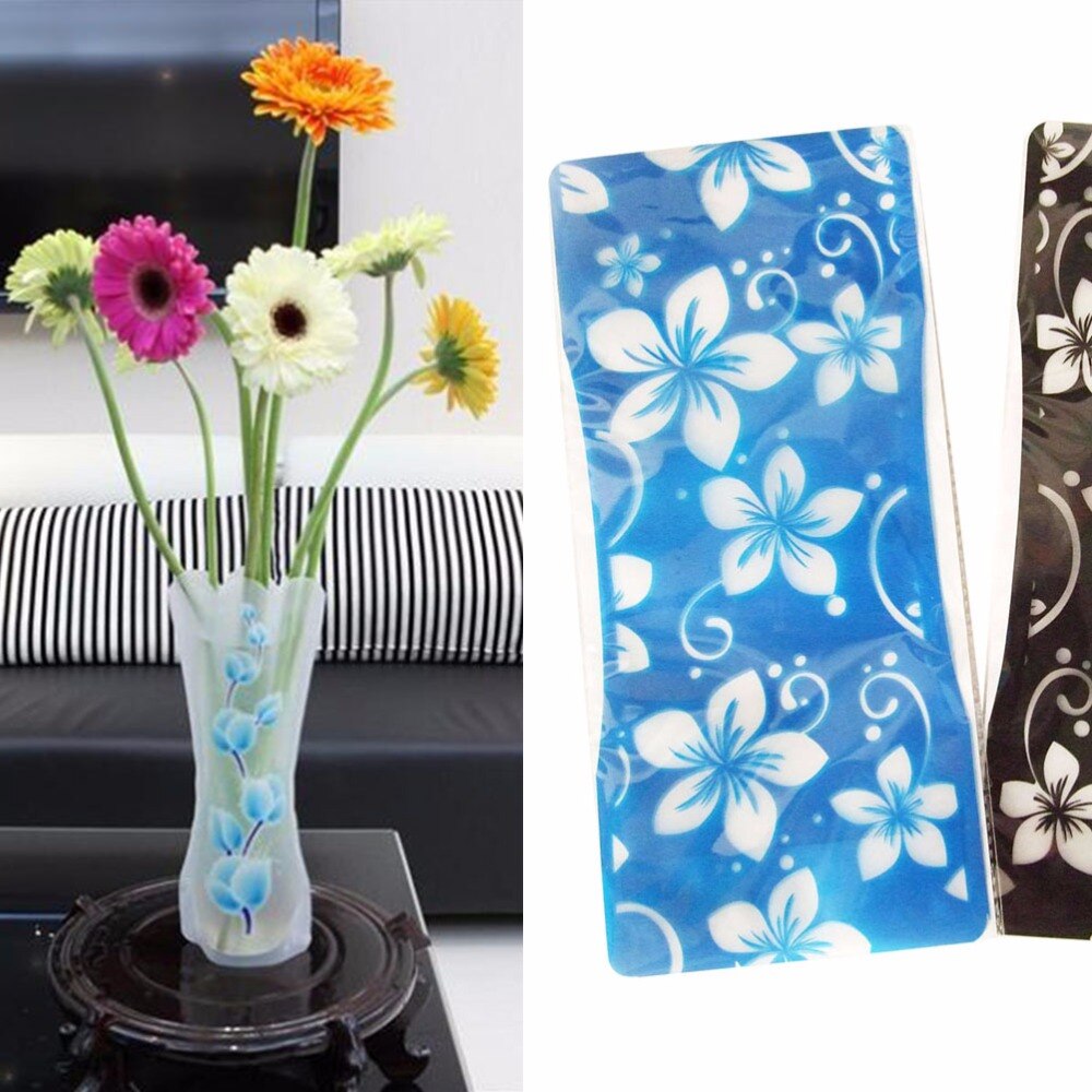2 Pcs Portable Eco-friendly Flower Cute Foldable Vase Wedding Office Home Decoration Random PVC Plastic Flower Vase