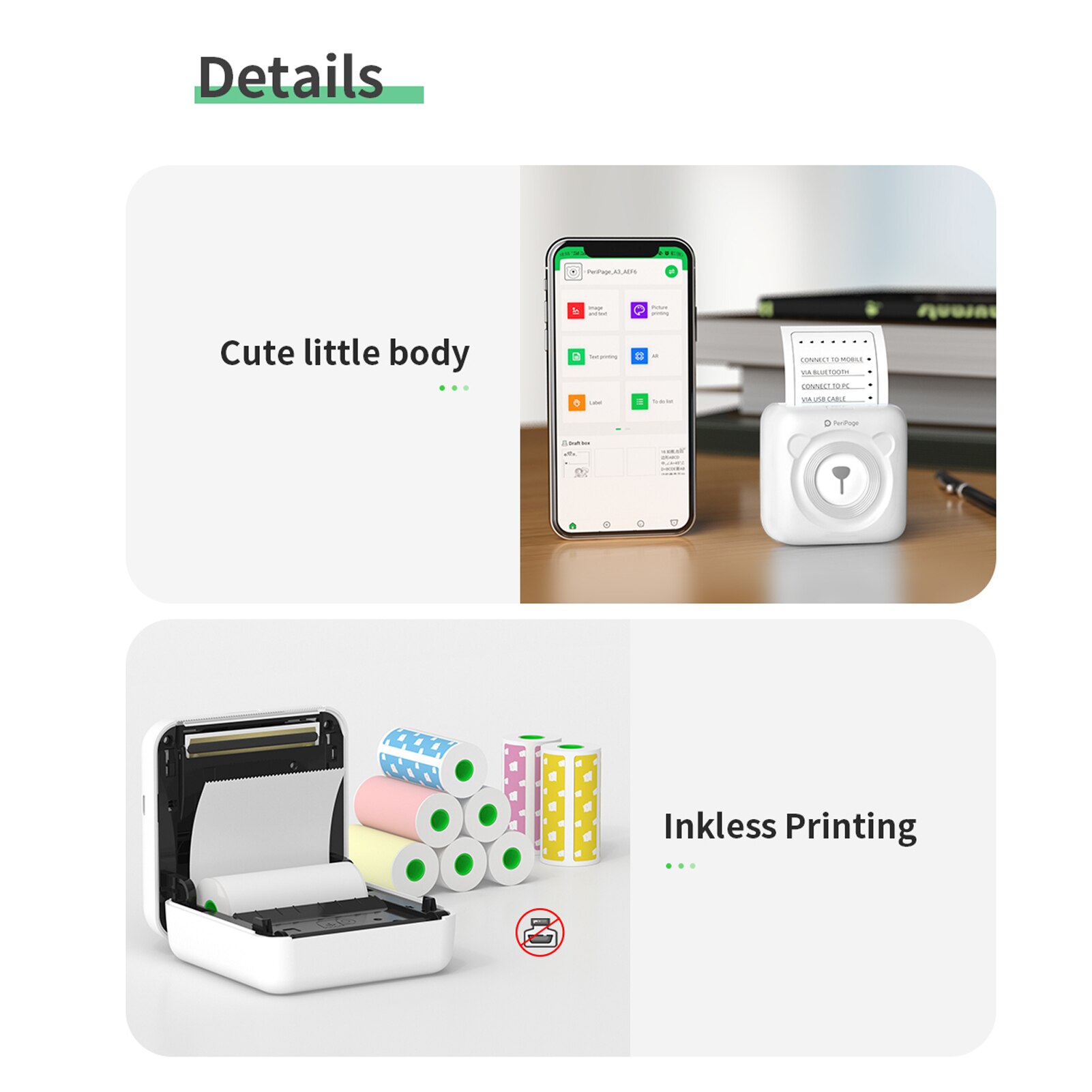 Peripage A6 304Dpi Mini Foto Bluetooth Printer Pocket Photo Printer Marker Voor Mobiele Telefoon Android En Ios Printer papier