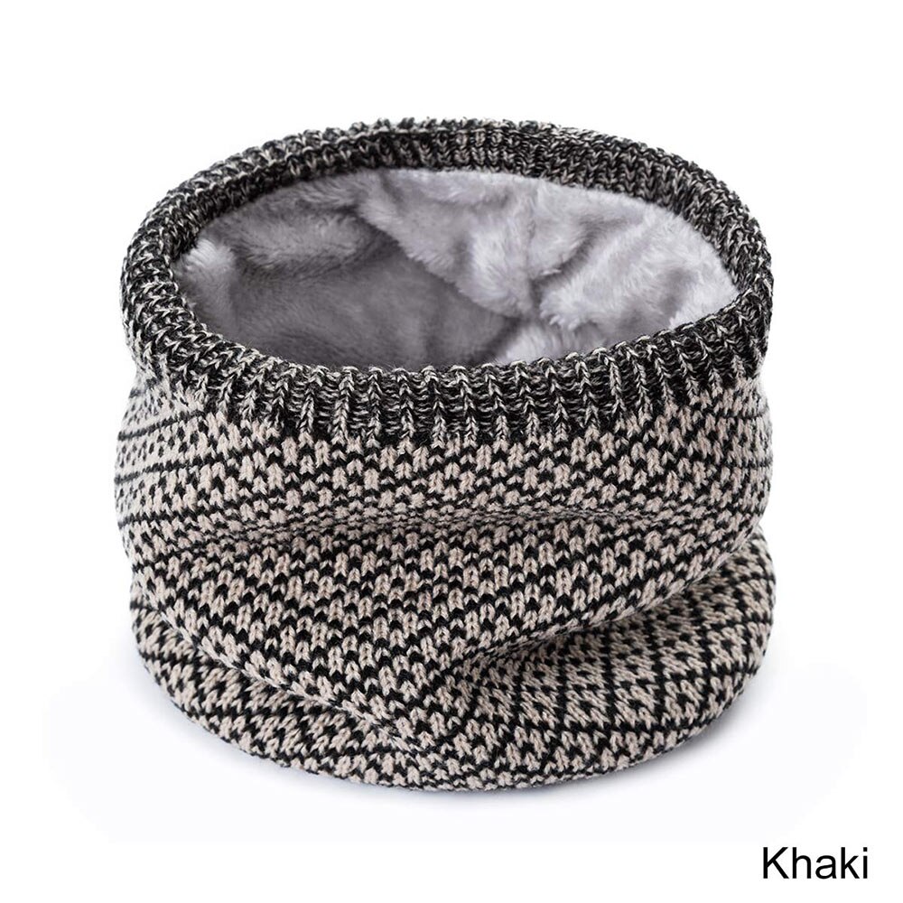 Truenjoy unisex vinter mænd kvinder varm strikkede ring tørklæder tykke elastiske strikkede lyddæmpere hals tørklæde snood plus fløjl halstørklæde: Khaki