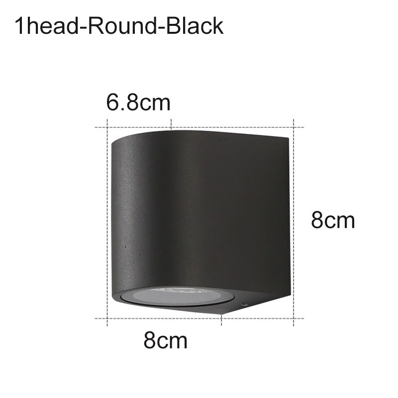 IP65 Waterproof GU10 indoor outdoor Led wall lights up down Led Wall Lamp Surface Mounted Cube Garden Porch Light ZBW0004: 1head-Round -Black / GU10-3000K(3W)