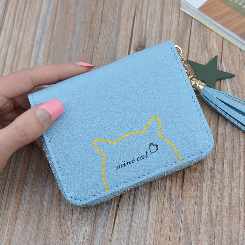 Compact mini coin purse short zipper tassel student wallet