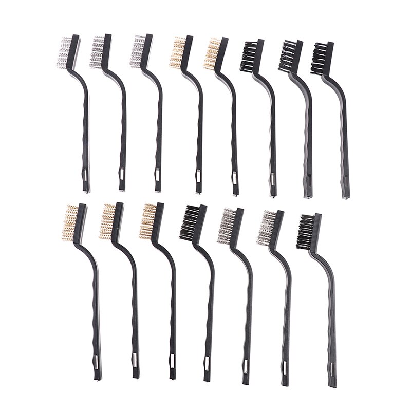 15Pcs Rust Remover for Industrial Devices Surface/Inner Polishing Cleaning Brush 7inch Mini Steel Brass Wire Brush Paint