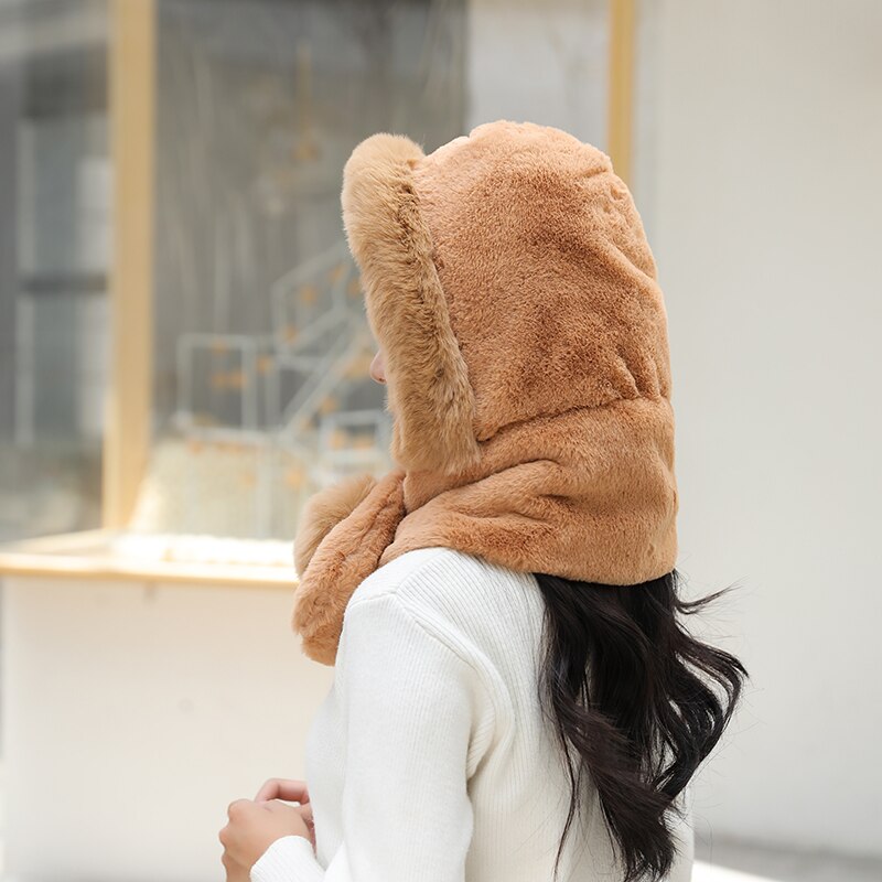 Zimowe grube czapki bombowiec ciepłe futra kobiety moda bombowiec kapelusze odkryty rosyjski czapka śniegowa czapki kask narciarski