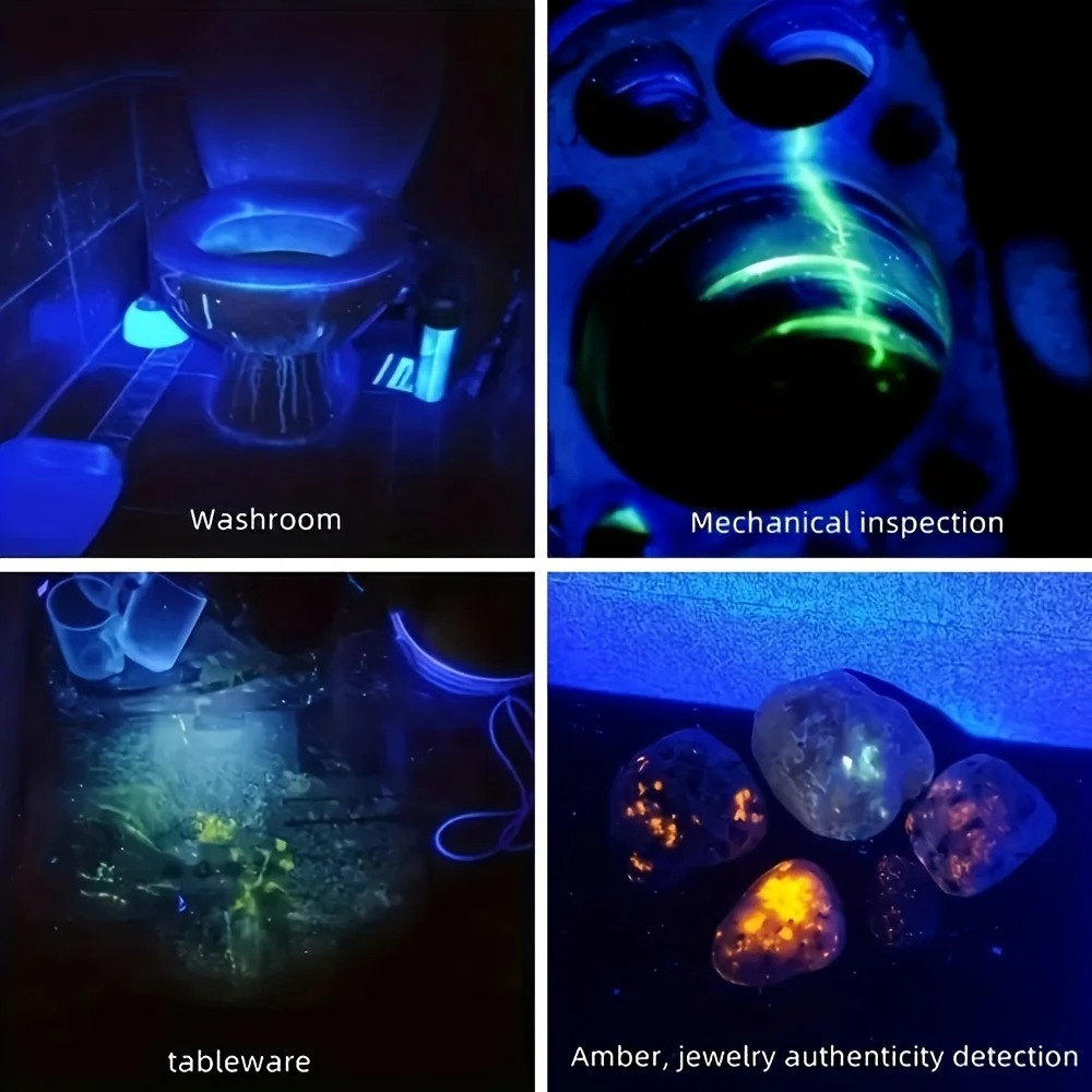 Linterna UV portátil UV 395NM linterna ABS con zoom 3 modos Camping linternas ultravioleta para detección fluorescente de pilas para mascotas