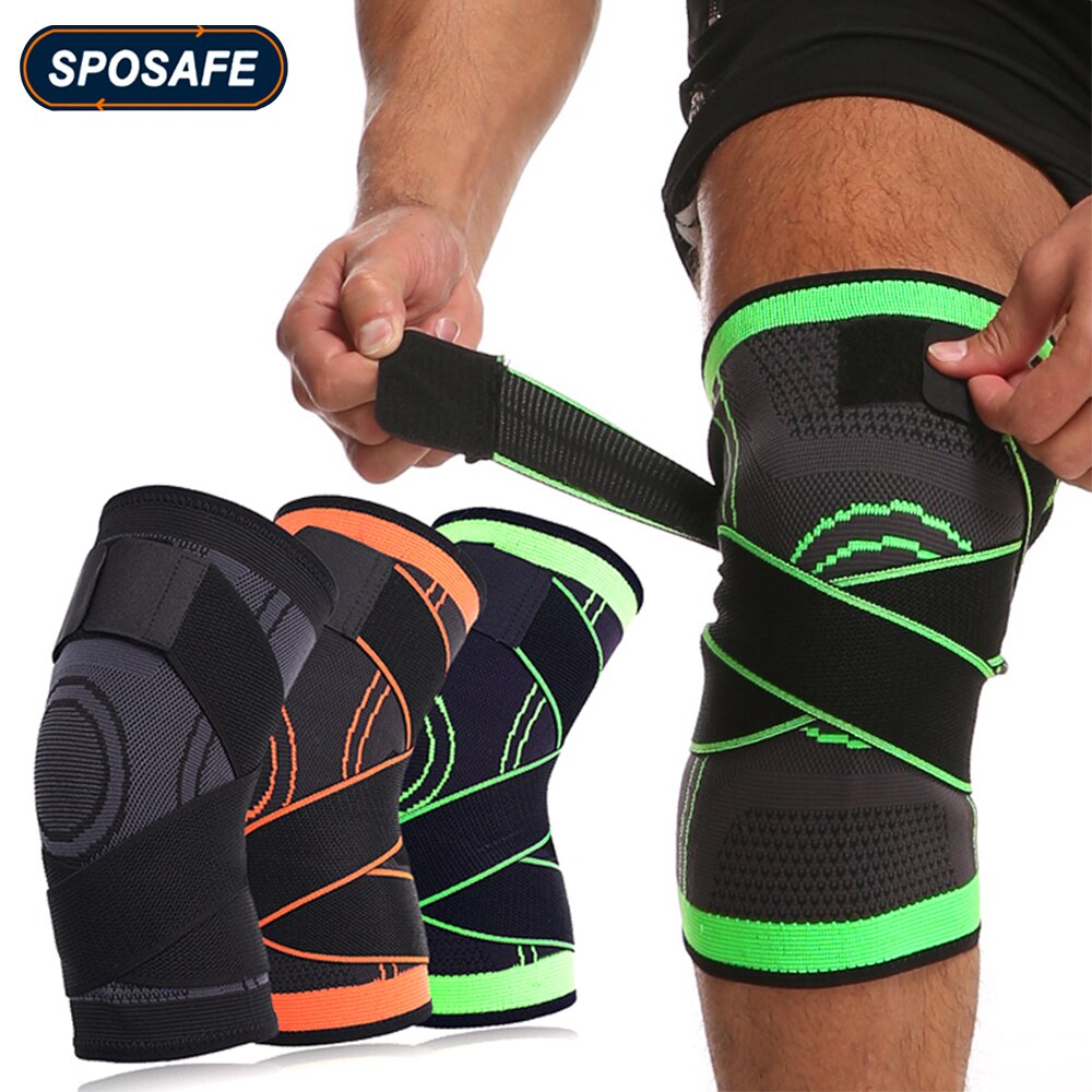 1Pc Sports Knee Brace Support Compression Knee Sleeve with Adjustable Strap for Leg Pain Relief Meniscus Tear Arthritis ACL MCL