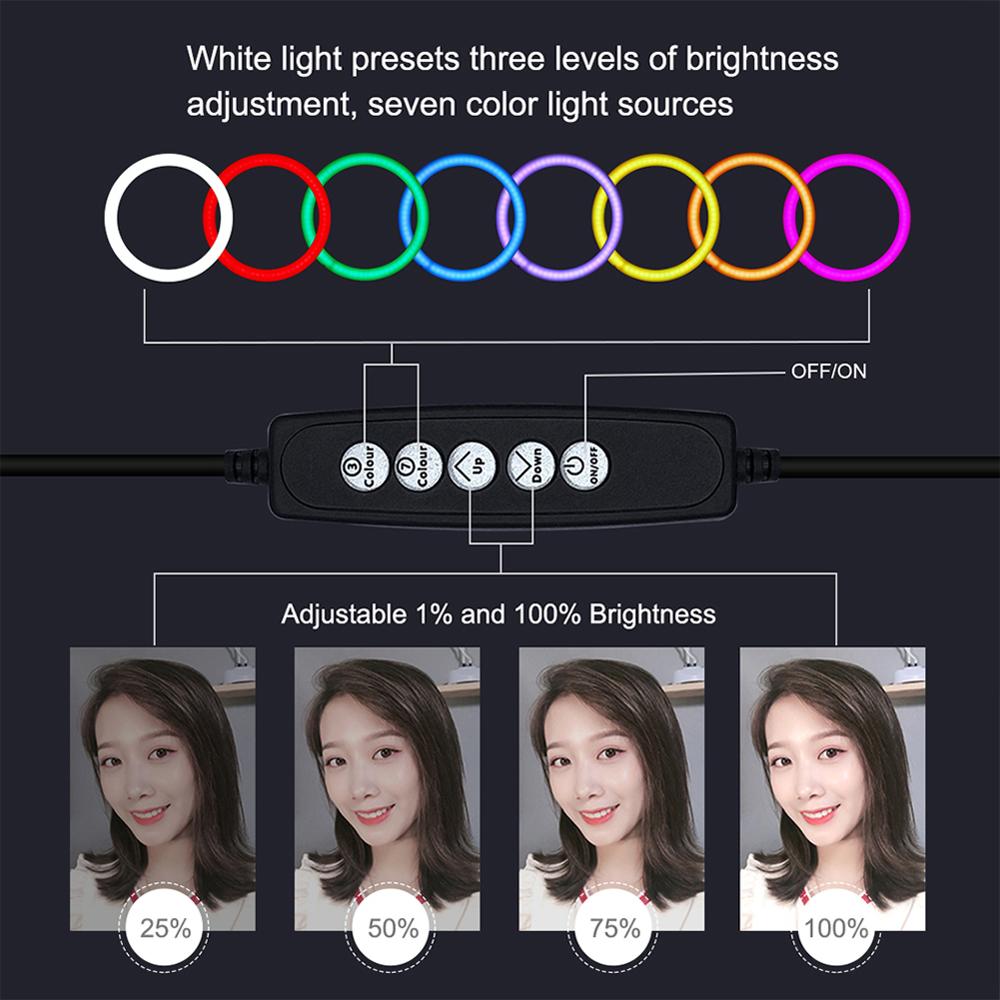 13 pollici 30 centimetri LED Selfie Anello di Luce di Riempimento Dimmerabile RGB di Colore Completo 8/10 ''Telefono Cellulare con Fotocamera Foto Video di Trucco lampada Scarpa Freddo Testa del Treppiede