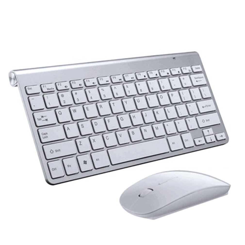 Draadloos toetsenbord en muis kam stille klik mutimedia 2.4g usb toetsenbord muis set voor notebook kantoorbenodigdheden: Zilver
