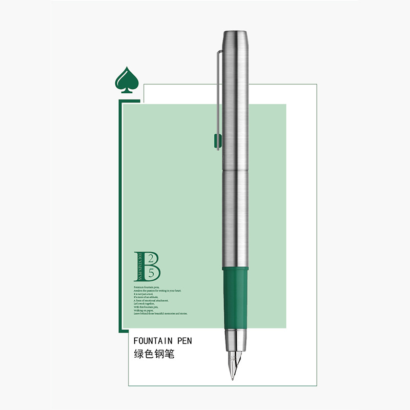 MAJOHN B25 Ball Point Pen/Fountain Pens, Metal Rod Smooth Fine Writing Lines Compact Portable Calligraphy Study School Supplies: light green