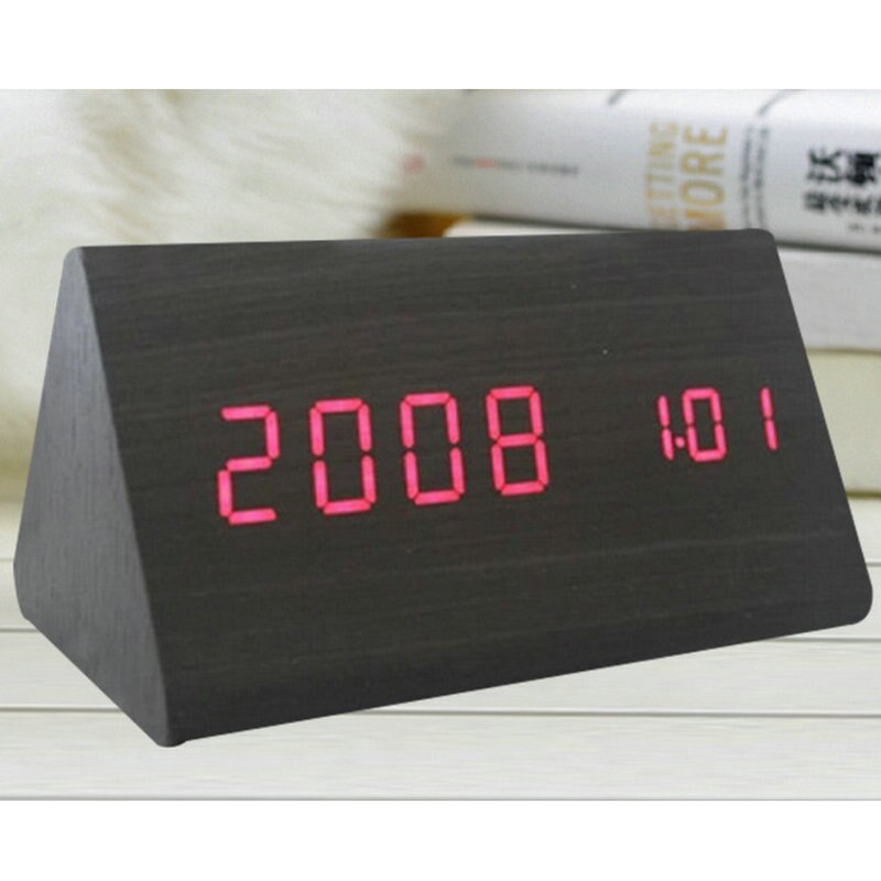 LED Digital Clock Wooden Alarm Clock Table Sound Control Electronic Clocks Desktop USB/AAA Powered Desperadoes Home Table Decor