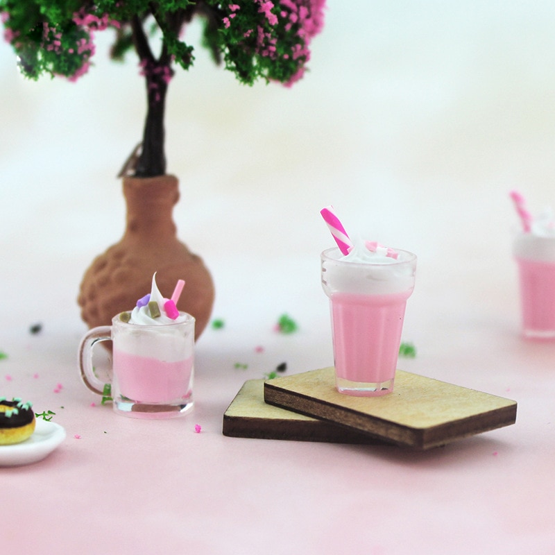 1:12 Resin Dollhouse Mini Lemon Milk Tea Water Cup Kitchen Miniature Dollhouse Accessories Cups Toy Doll House Decoration