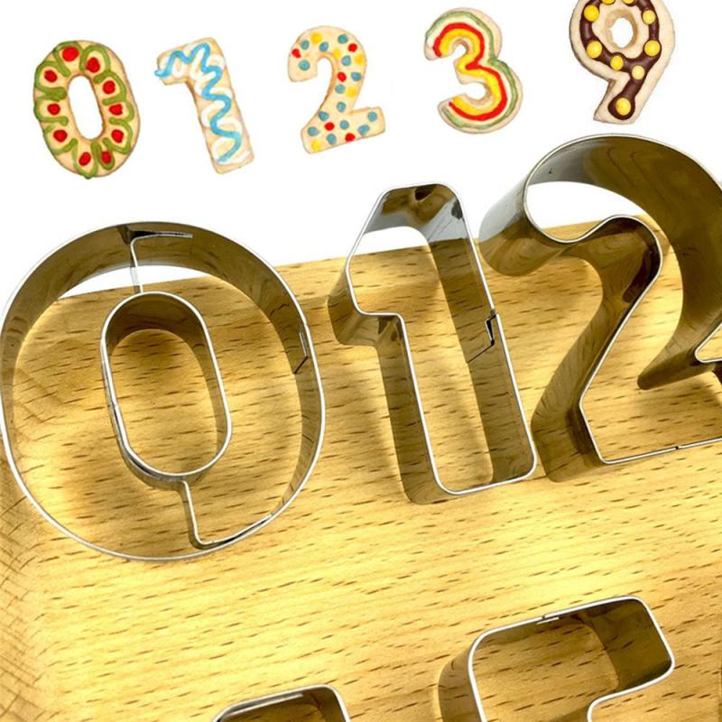 9 stk / sett 0-8 nummer cookie kutter rustfritt stål informasjonskapsler fondant kjeksformer cookie verktøy