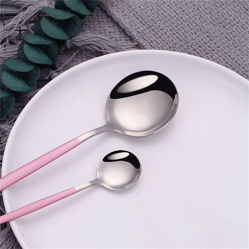 Pink Silver Dinnerware Set Stainless Steel Cutlery Kitchen Dinnerware Tableware Set Forks Western Knives Spoons Cutlery Set 20pc