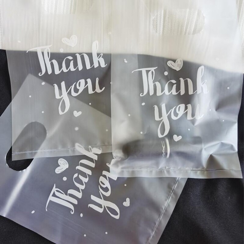 100Pcs Mini Dank U Plastic Bags Bruiloft Snoep Zakken Winkelen Draagtassen