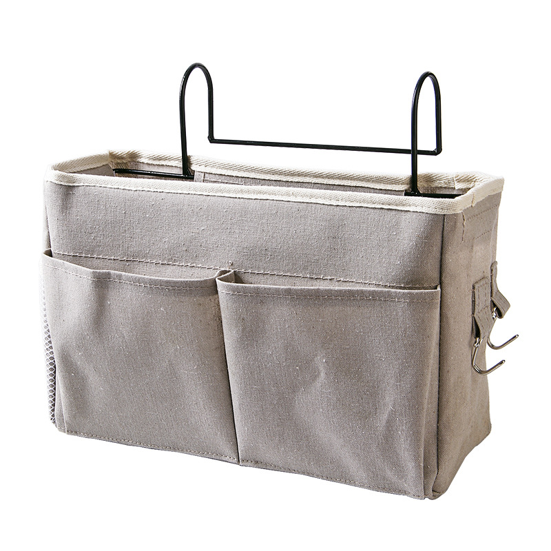 Organizador colgante para cama, bolsa de almacenamiento con varios bolsillos para dormitorio, litera, cama de Hospital, rieles, 1 ud.: Gris