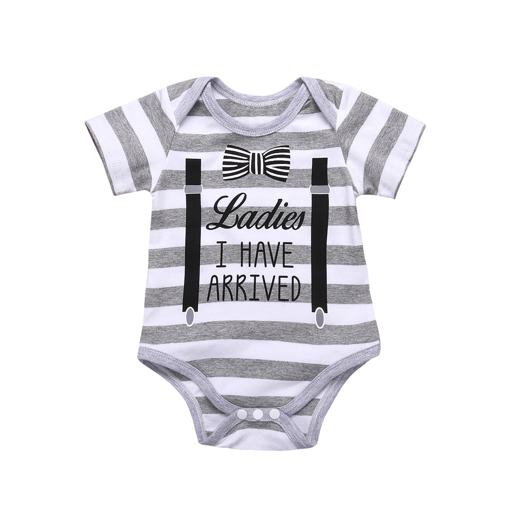 Newborn Infant Baby Boy Girl Kids Cotton Striped gentleman Romper Jumpsuit Clothes Outfit