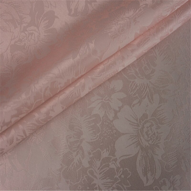 Rose jacquard silke bomuldsstof 16 momme blomstermønster blomster brokade blandet silke til tøjforing: 3 lyserød