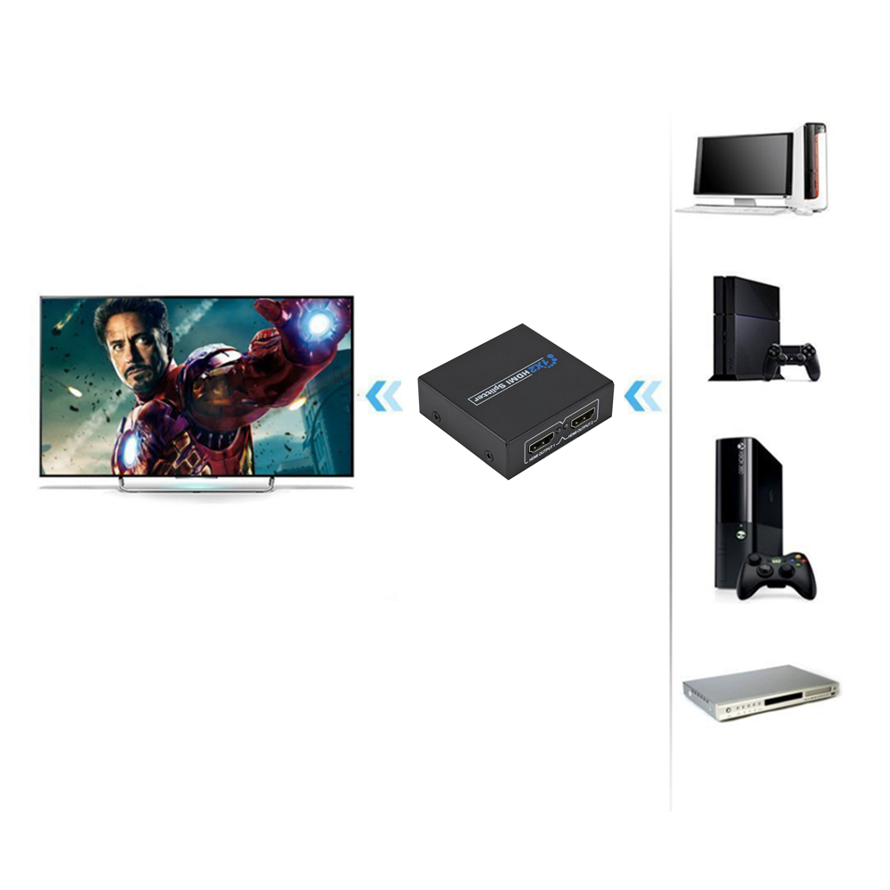 1080P HDMI Splitter 1 eingang 2 ausgang voll HD 1080p Video HDMI Splitter Umschalter 1X2 Teilt 1 in 2 heraus Für HDTV DVD