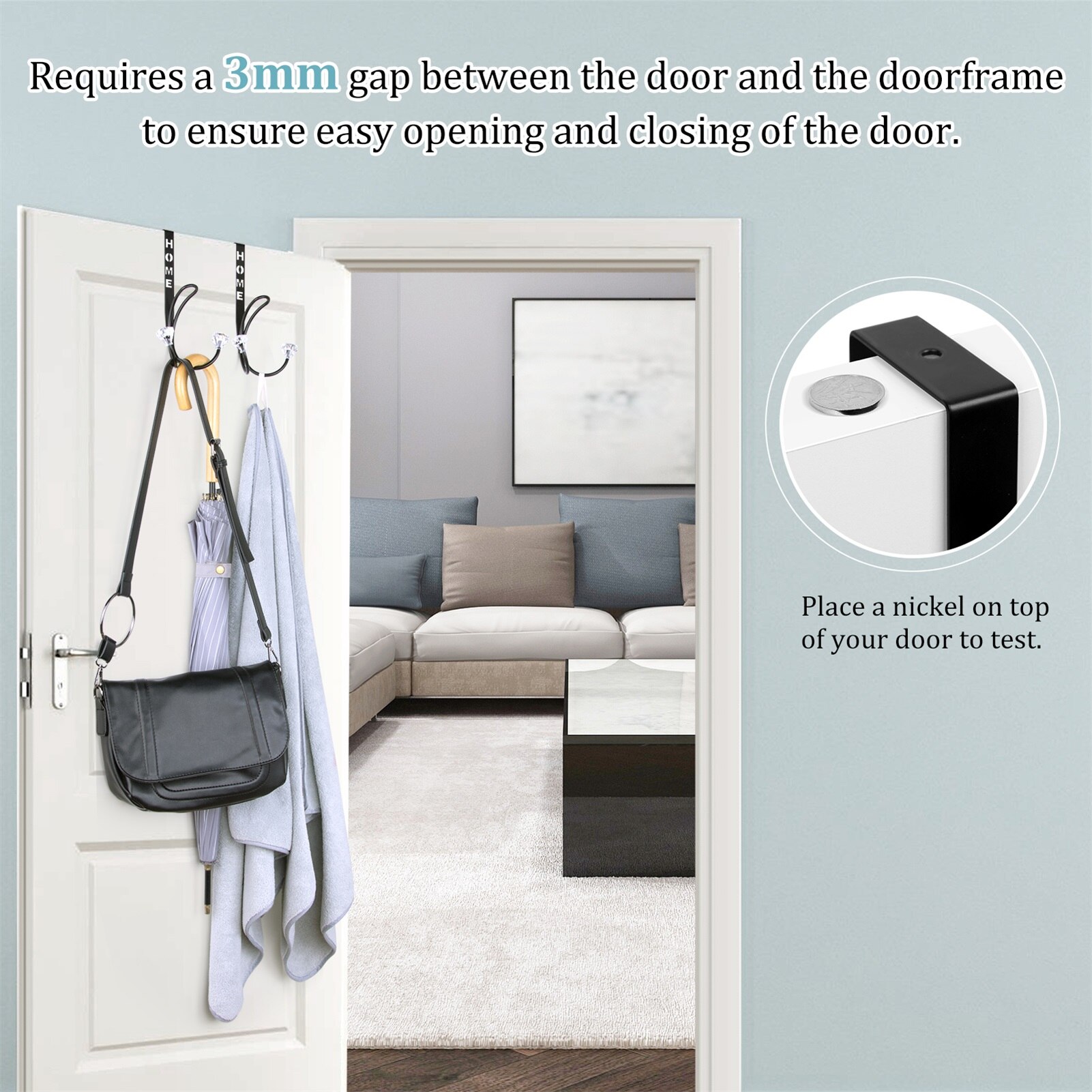 Over The Door Double Hanger Hooks Declutter Twin Hook For Christmas Wreath Bag Coats Hanging Storage Organizer Hanger Hook