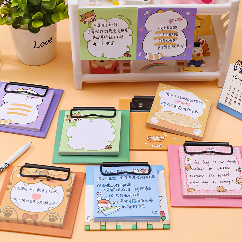 Libro de notas adhesivas de dibujos animados para estudiantes, libro de notas adhesivas para estudiantes, notas adhesivas para estudiantes, papel de mensaje no adhesivo para oficina, 1 piezas