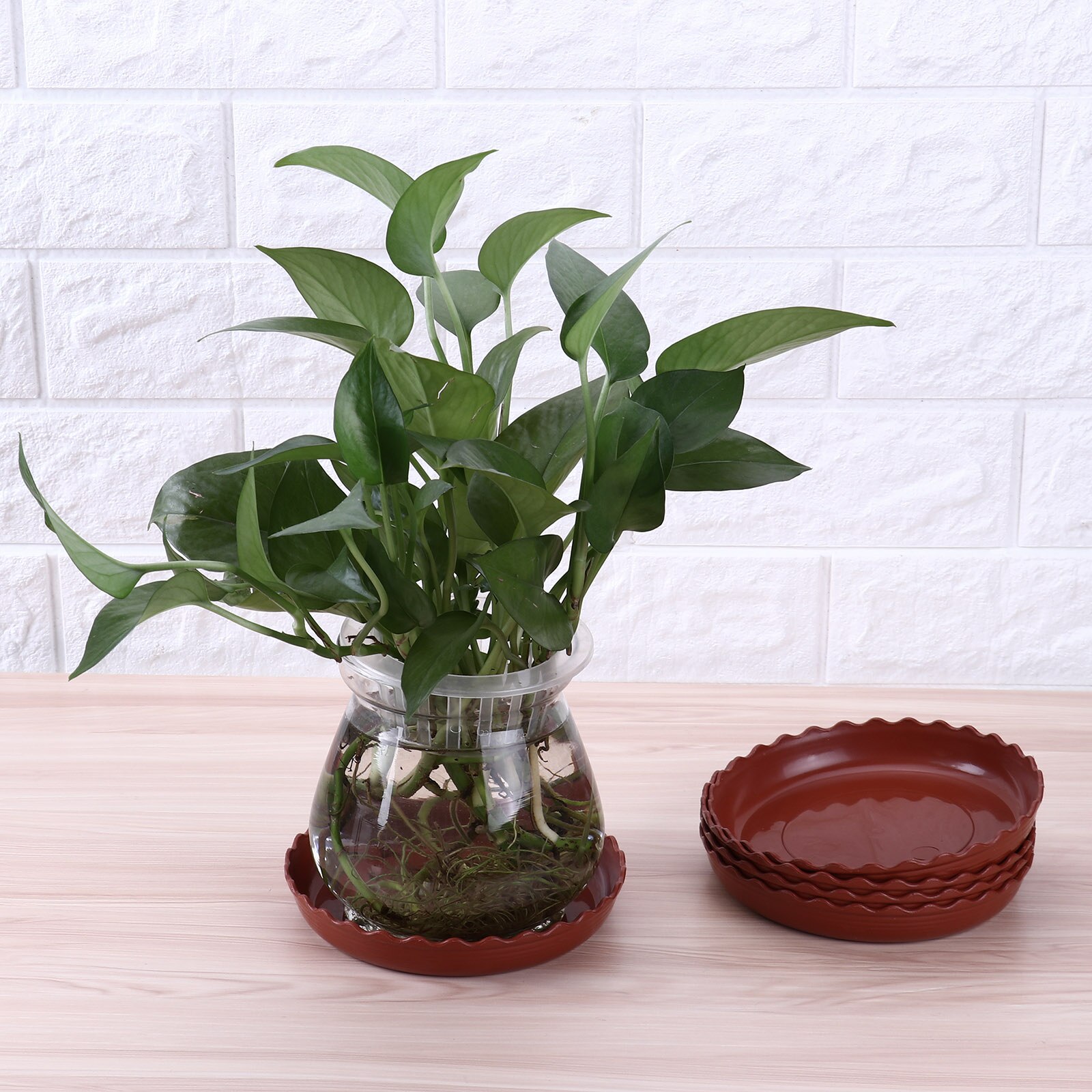 5Pcs Plastic Round Plastic Flower Pot Tray Home Garden Gear Shaped Edge Water Tray Flower Pot Base Planter Tray Potting Tray