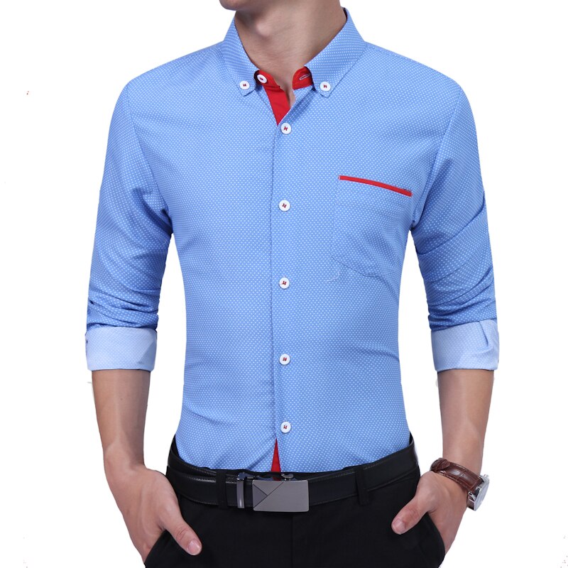 2017 moda marka koszula męska z długim rękawem wysokiej jakości bawełna Oversize męskie koszule Slim Men Shirt 4XL