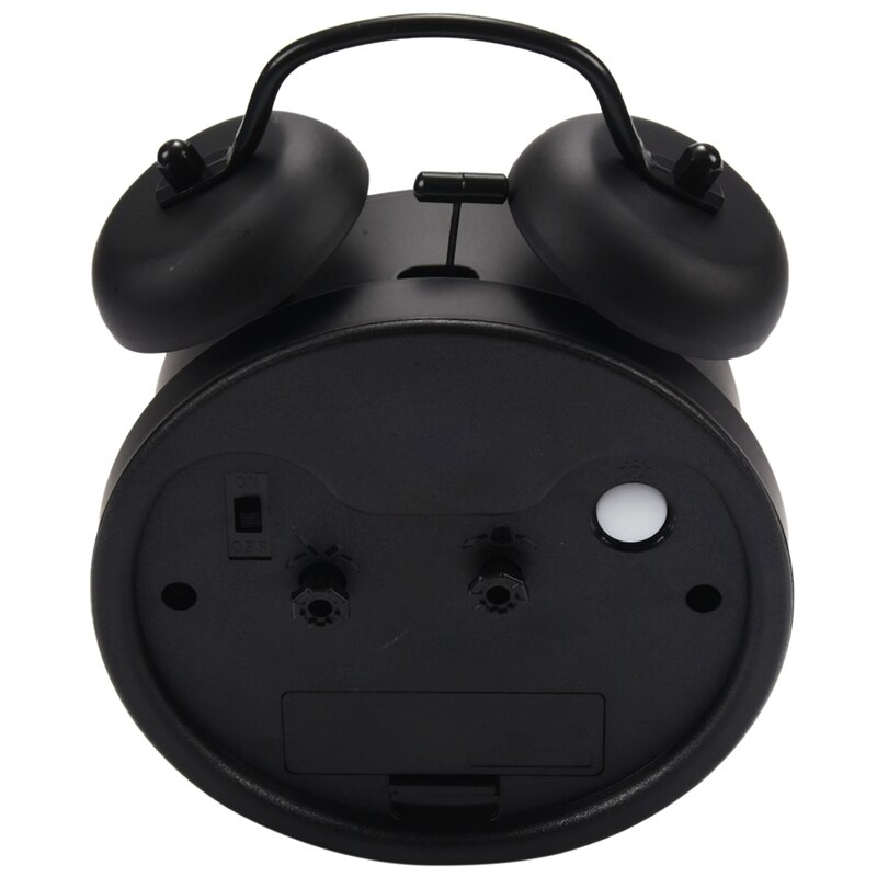 4 inch Retro Vintage Bedside Twin Bell Alarm Clock With Loud Alarm and Nightlight (Black Case - Roses)