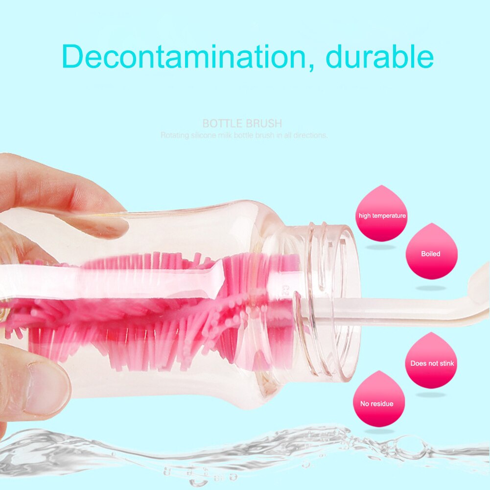 Neue Stil Baby Flasche Pinsel 360 Rotation Bottlebrush Silikon Baby Fütterung Flasche Pinsel Nippel Reinigung Tasse Wäscher Werkzeuge