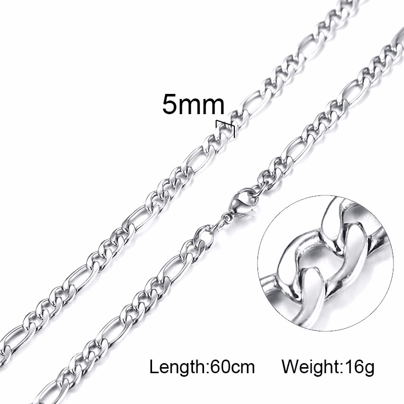 HANDSOME MEN'S FILLED BOXCHAIN CUBA LINK CHOKER FIGARO CHAIN NECKLACE IN ENDURABLE STAINLESS STEEL MALE FEMALE JEWELRY