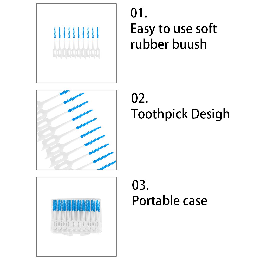 Tilfældig farve! 40 stk/pose nyttige mellemtandtrådsbørster tandtænder mundpleje rent rengøringsværktøj