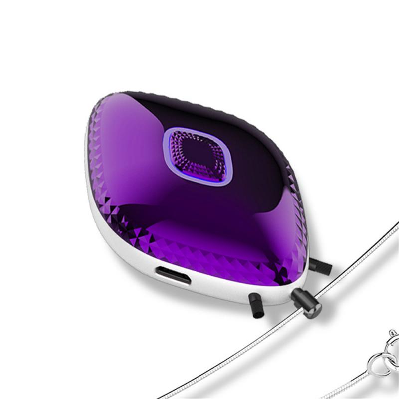 Purificador de aire portátil USB, ionizador negativo de anión, collar limpiador de aire, liberación de 10 millones de iones negativos seguro: purple