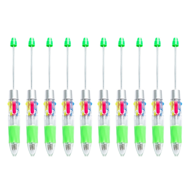 Stylo à bille multicolore perlé, 4 couleurs en 1, pointe 1.0MM, lisse pour écrire, pour étudiant, enseignant, marquage, 10: green