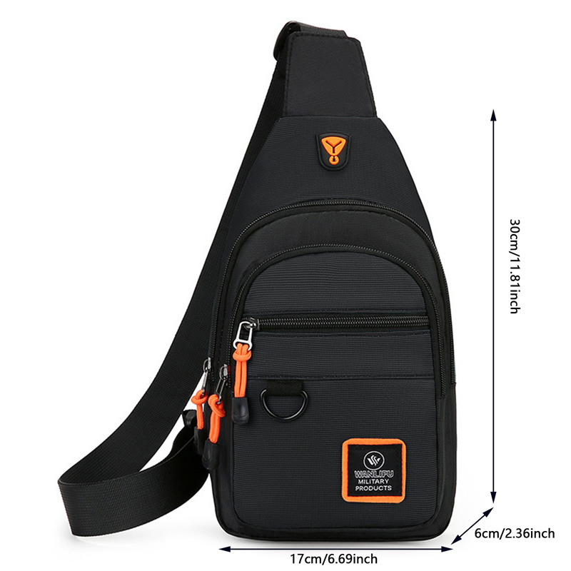 Borsttas voor heren, schoudertas, crossbodytas met grote capaciteit, outdoor sport vrije tijd, kleine schoudertas, rugzak voor heren: Zwart