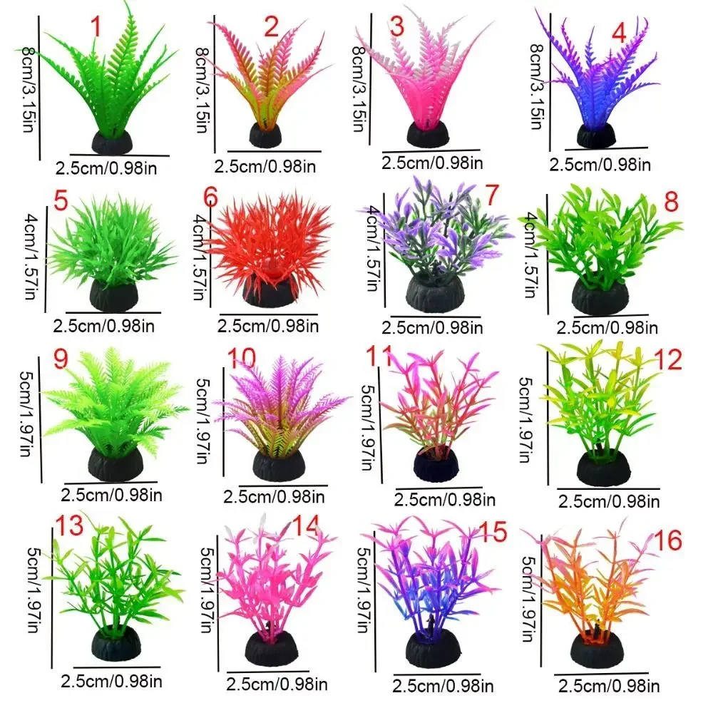 Plantas de acuario de algas marinas artificiales vibrantes: decoración paisajística de pecera diversa y realista