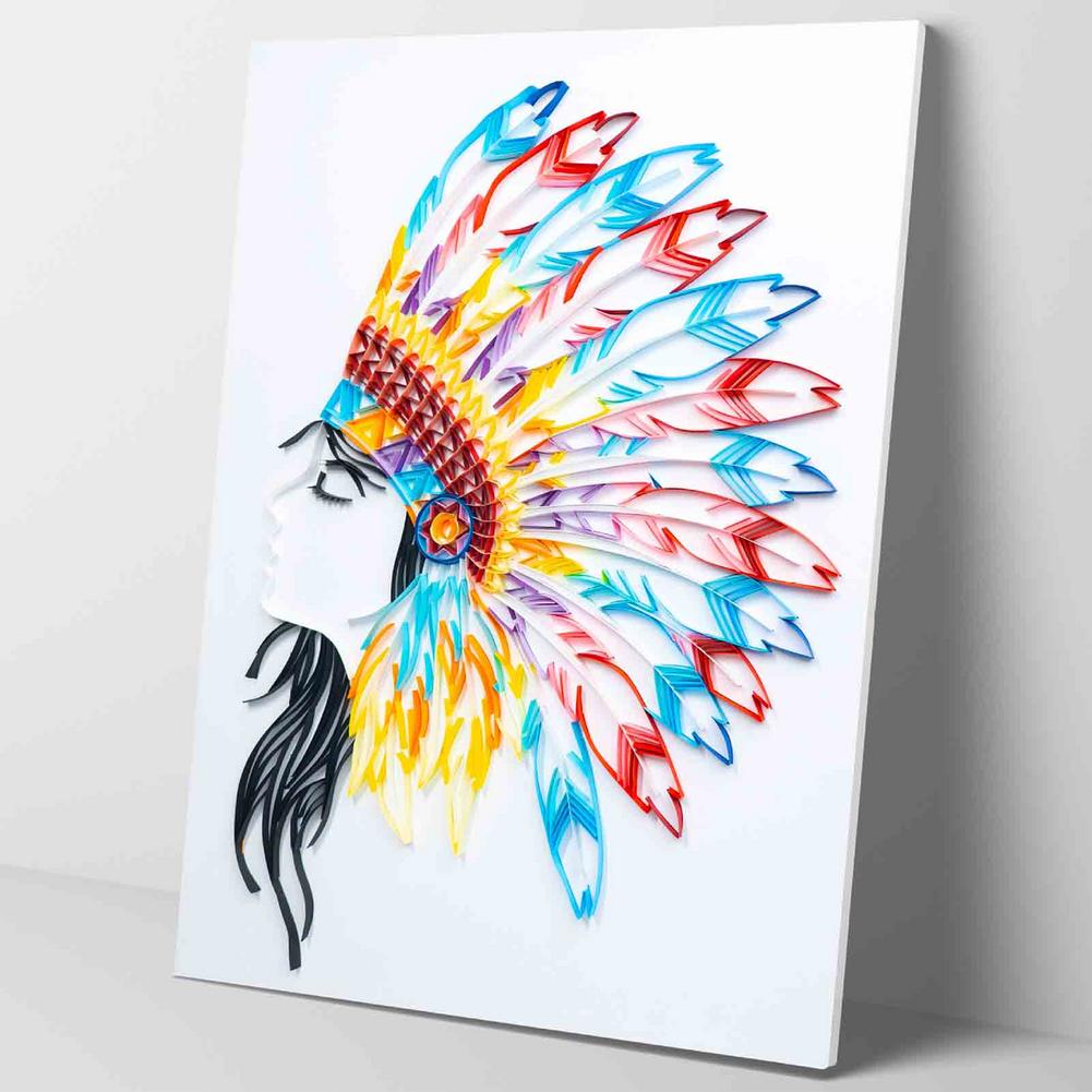 3D Indian dziewczyna Quilling papieru filigranowe obrazy dekoracje ścienne DIY Quilling papieru rzemiosło papierowe prezenty DIY Quilling papieru zestawy narzędzi 20in