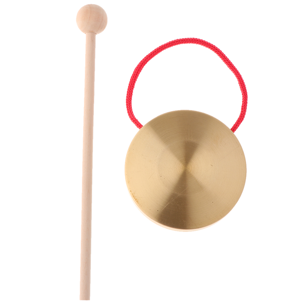 Metal Hand Gong Traditional Instrument Cymbal with Round Play Hammer 10cm Musical Instruments