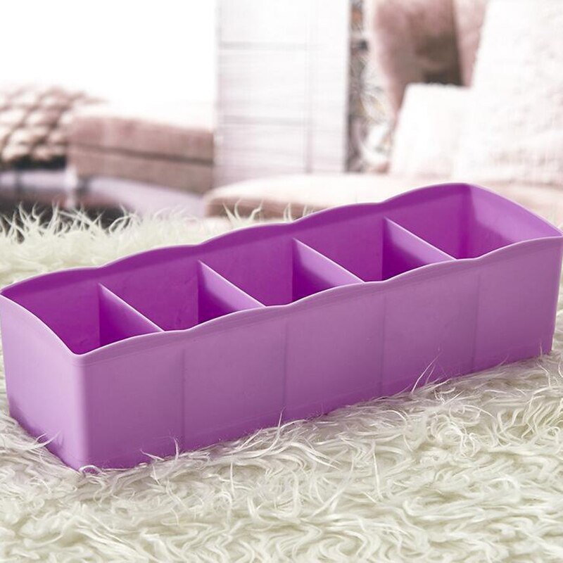 Storage Box 5 Grids Multi-function Storage Basket Wardrobe for Tie Bra Socks Underwear Plastic Container