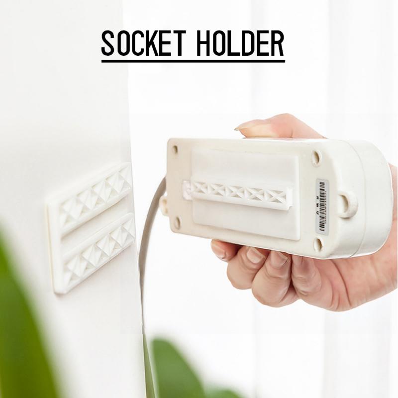 No Paste On Wall-Mounted Sticker Punch-free Plug Fixer Home Self-Adhesive Socket Fixer Cable Wire Organizer Power Strip Holder