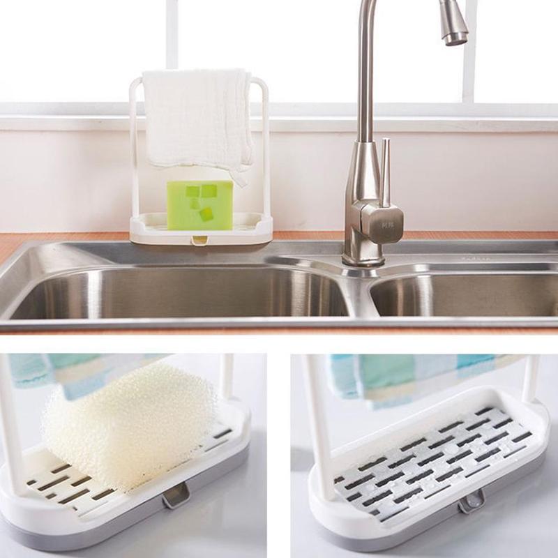 Kitchen Dishcloth Holder For Towel Rag Hanger Sink Rack Dish Organizer Shelf Cloth Dish Sponge Detachable For Bathroom V7J6