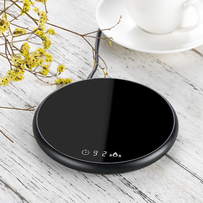 Heating Coaster Coffee Mug Cup Electric Warmer Beverage with Timer 2 Temperatures Settings For Water USB Gadgets EM88: Black