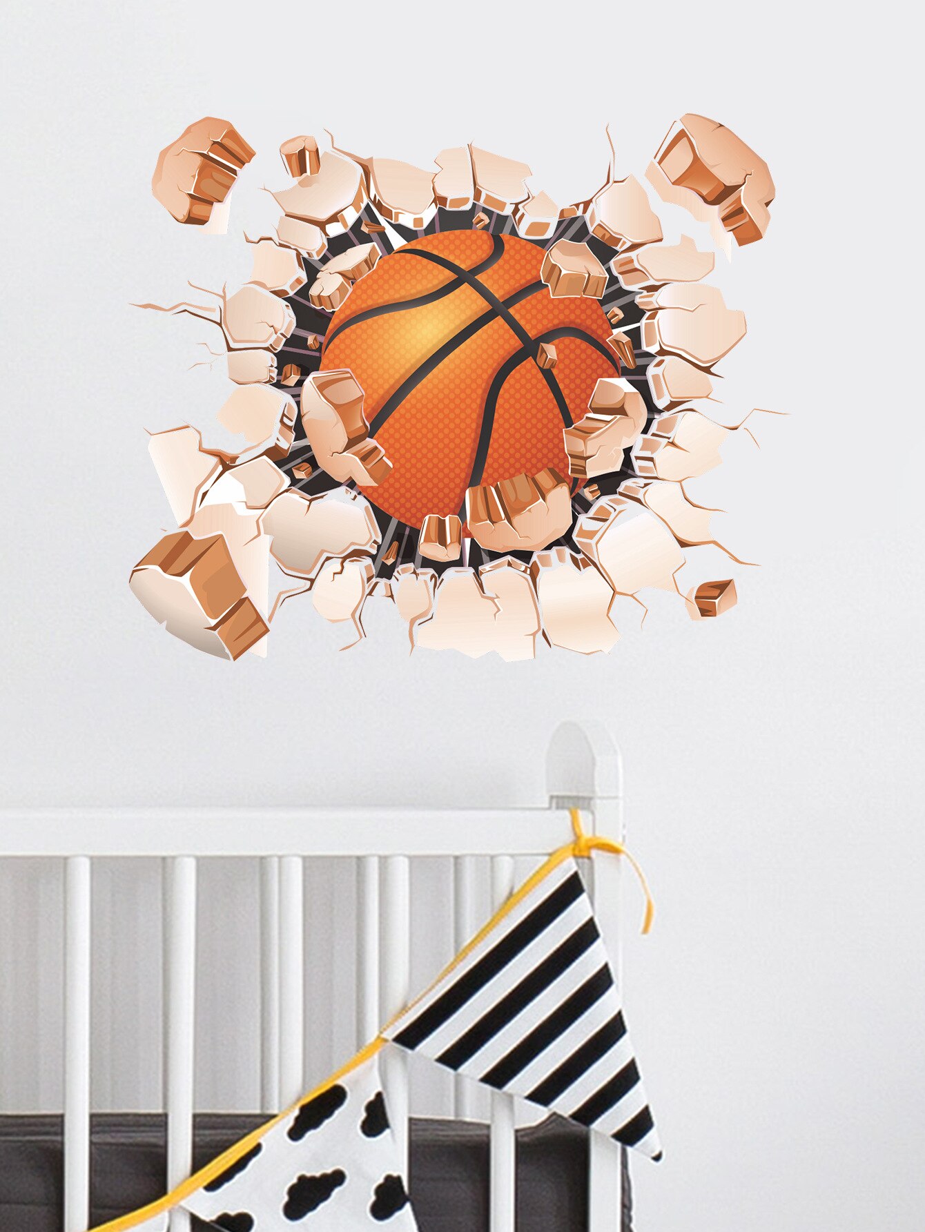 3d knækkede væg sport basketball børn soveværelse hjem væg baggrund dekoration wall stickers selvklæbende værelse indretning